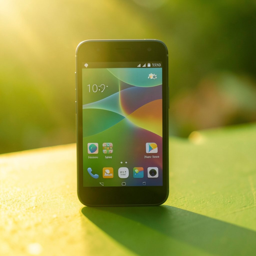 Smartphone Elephone S3 con líneas curvas y acabado metálico, iluminado por una luz dorada lateral que realza su perfil.